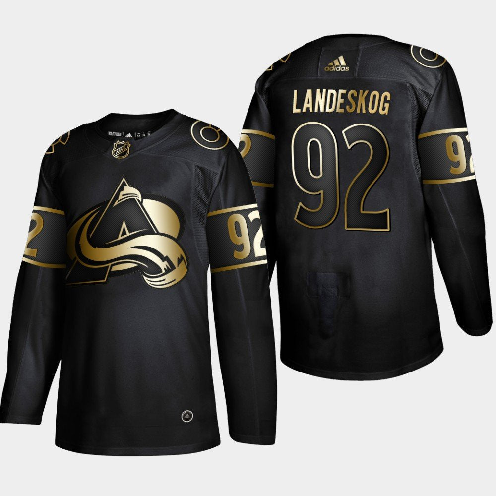 Colorado Avalanche #92 Gabriel Landeskog Black Golden Jersey